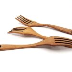 Pan fork from alder with laser engraved image