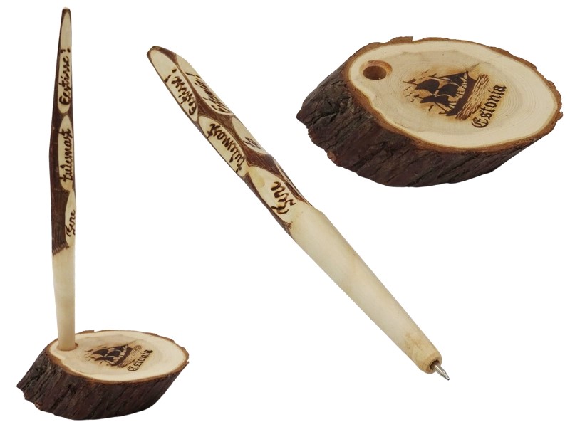 Wooden ball pen with juniper holder