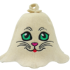 Sauna hat Kitty with green eyes beige 1182