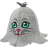 Sauna hat Cat with green eyes gray