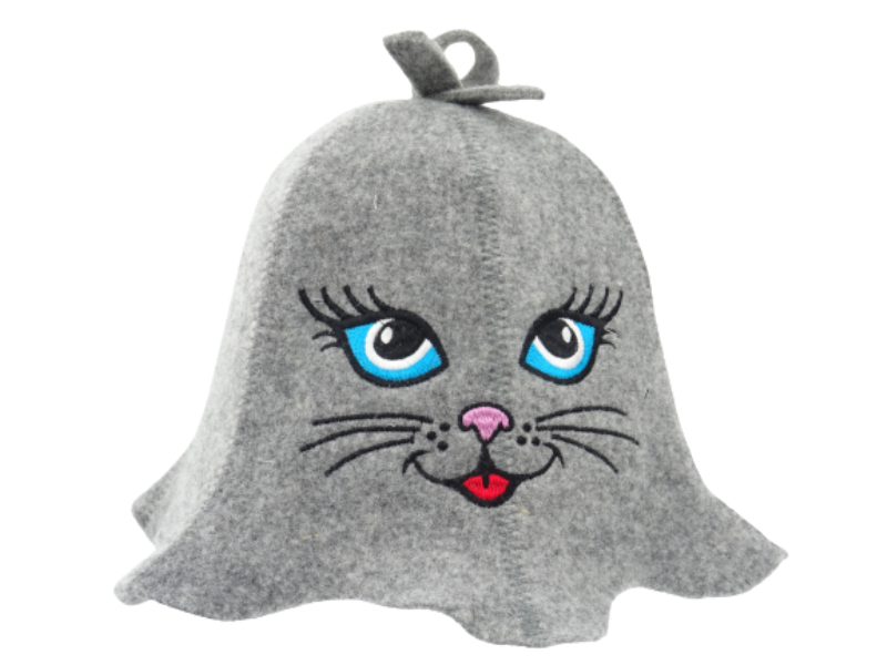 Sauna hat Cat blue eye gray 1084
