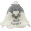 Saunamüts Miss Sauna lillega hall/valge 1024