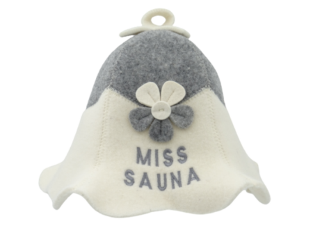 Saunamüts Miss Sauna lillega hall/valge 1024