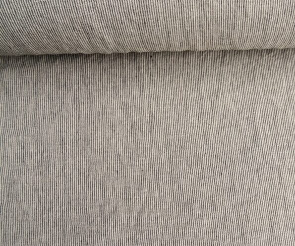 Linen fabric with a black fine stripe 3