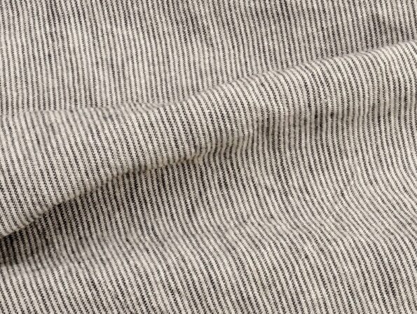 Linen fabric with a black fine stripe