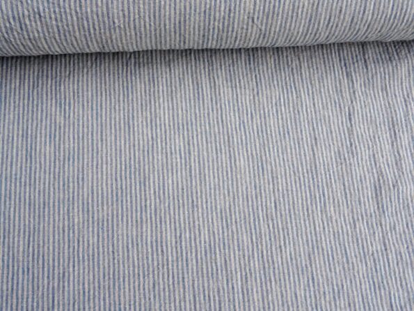 Linen fabric with a blue stripe 3