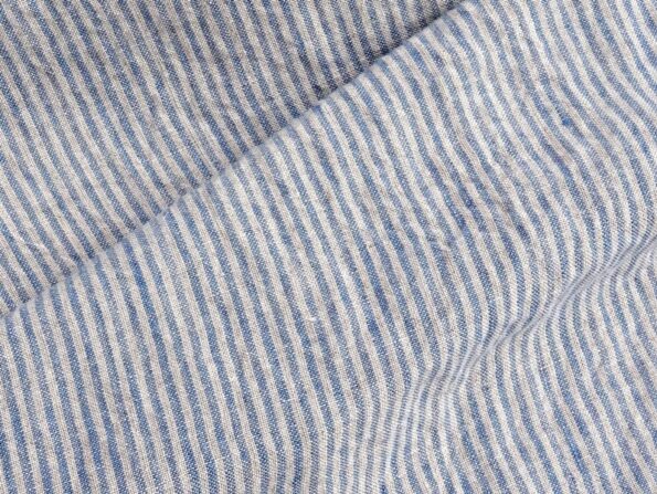 Linen fabric with a blue stripe
