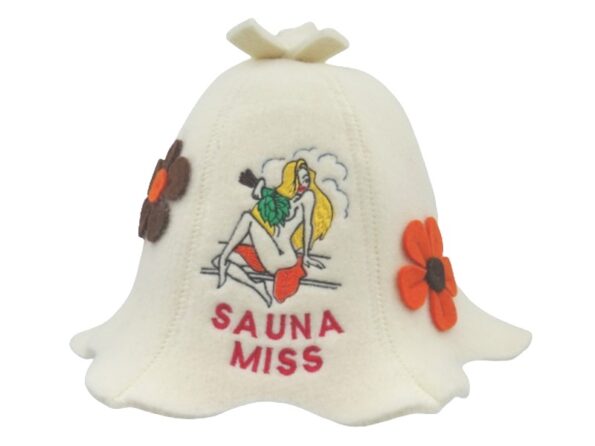 Шапка для сауны Sauna Miss с цветами белая 1126