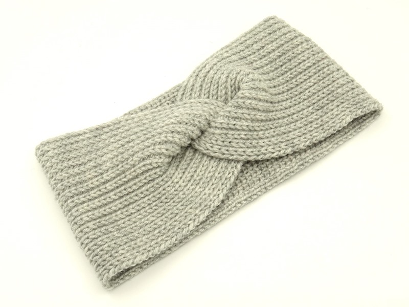 Headband made of merino wool light grey
