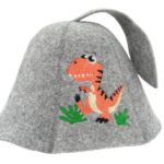 Детская шапка для бани оранжевая Дракон серая L016