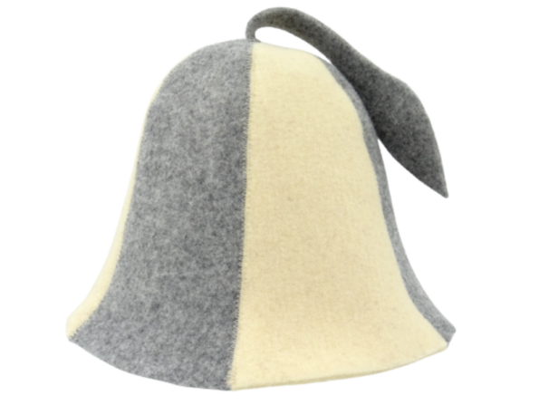 Мужская шапка для бани серый бежевая M013