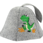 Детская шапка для сауны зеленый Дракон серая L015