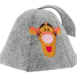 Детская шапка для сауны оранжевая Tигр серая L014
