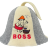Шапка для бани Boss серый/бежевая A011
