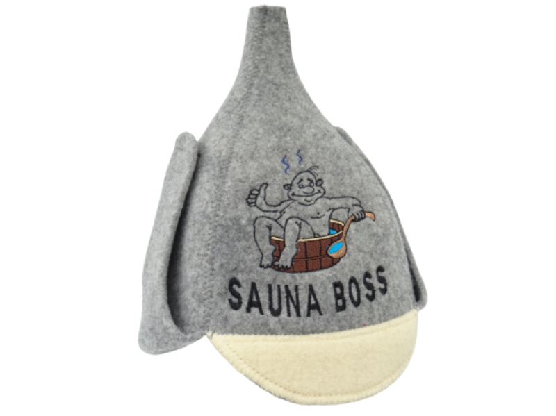 Шапка для бани мужская будёновка Sauna Boss серая 1097