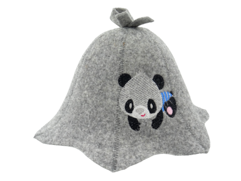 Детская шапочка для бани Панда серая L010