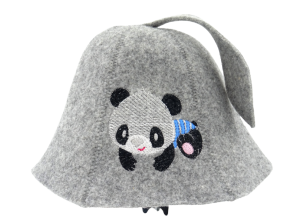 Детская шапочка для бани Панда серая L010