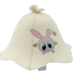 Детская шапочка для сауны Зайка белая L017