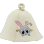 Детская шапочка для сауны Зайка белая L018