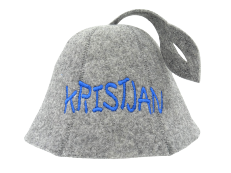 Sauna hat for a child with YOUR NAME gray L002