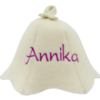 Sauna hat for a child with YOUR NAME white