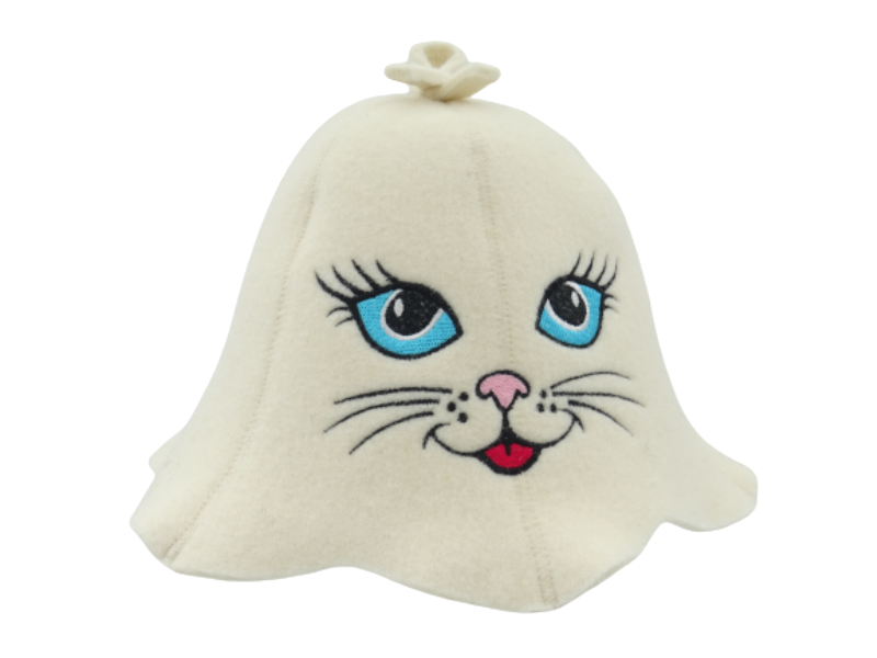 Sauna hat Cat blue eye white N017