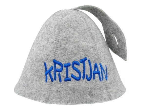 детская шапка для бани именем серая l02 kristjan