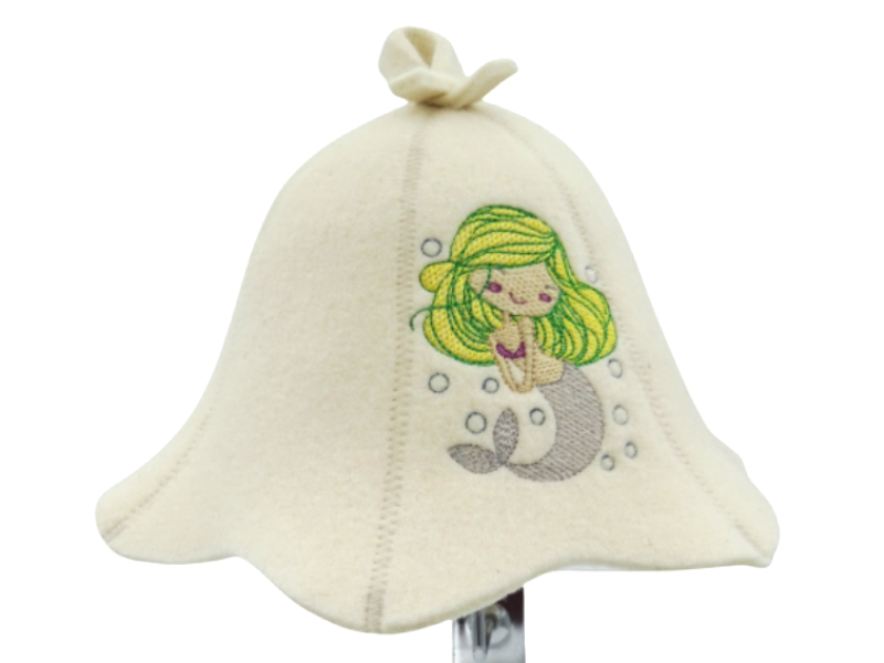 Детская шапка для бани Русалочка белая L022