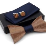 Wooden 3D bow tie set K0013