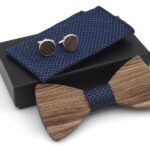 Wooden 3D bow tie set K014 for men