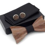 Wooden 3D bow tie set K0016