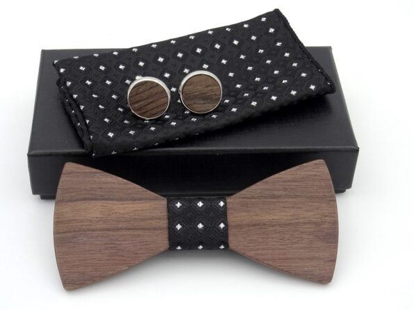 Wooden bow tie set K007
