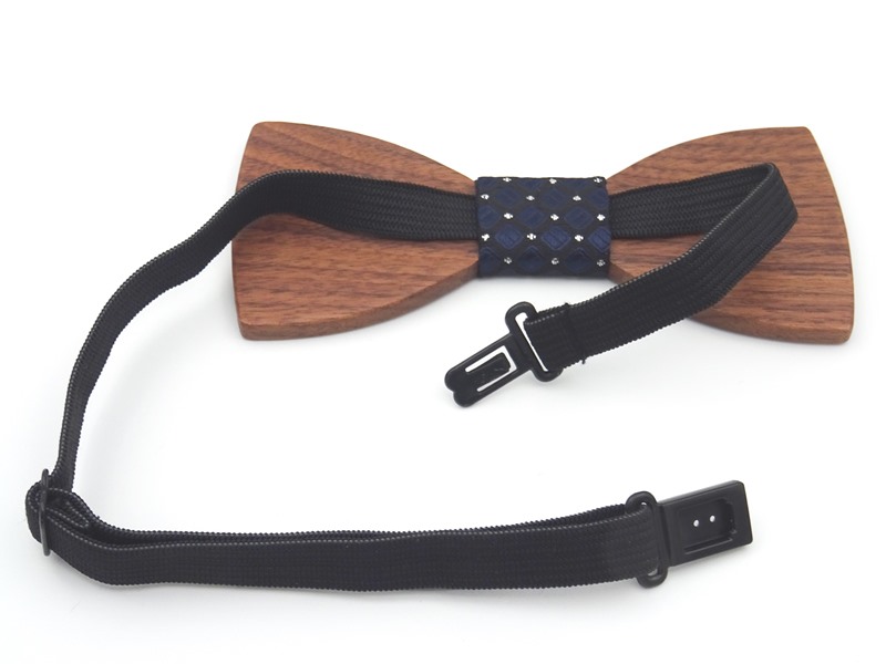 wooden bow tie at the back