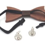 Wooden 3D bow tie set K0011