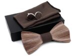 Wooden 3D bow tie set K009