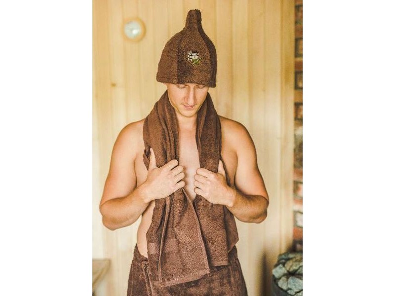 mens terry sauna hat choco brown