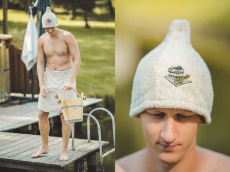 mens linen sauna hat