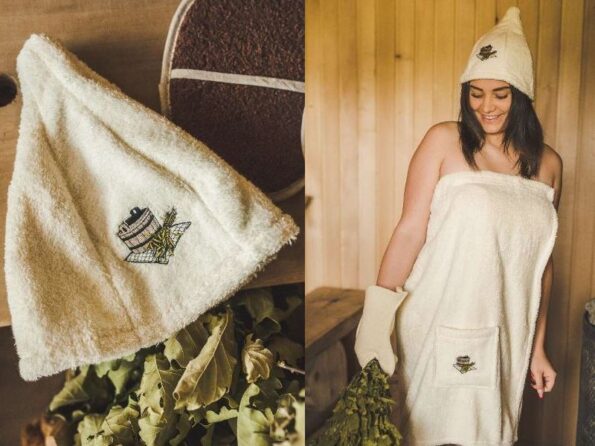 womens terry sauna hat creamy white
