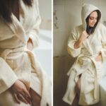 womens bathrobe L creamy white