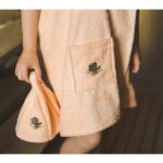 женская юбка для сауны махровая персиковый