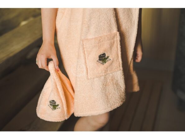 женская юбка для сауны махровая персиковый3