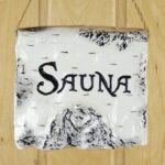 Door sign Sauna ceramic birch