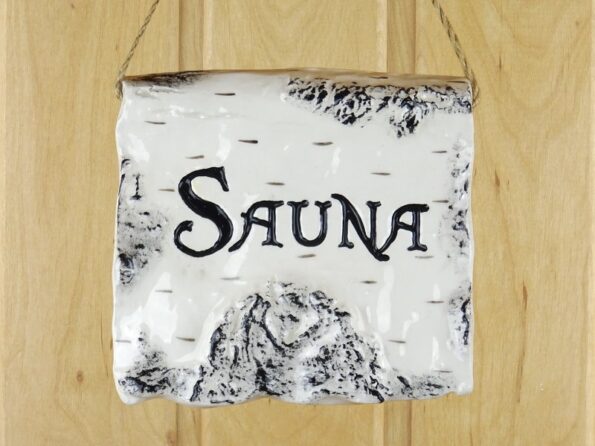 Door sign Sauna ceramic birch