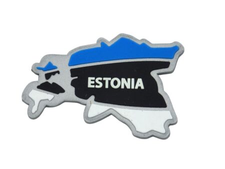 Soft rubber fridge magnet Estonian map 65x45mm