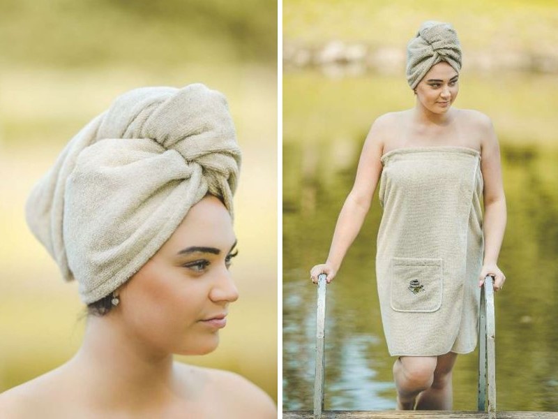Hair towel turban linen terry 4