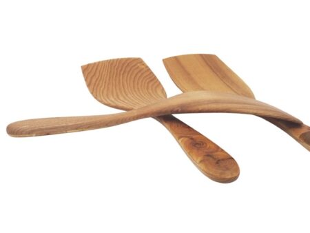Spatula from ash wood with a juniper mosaic with a rounded edge 9x28cm