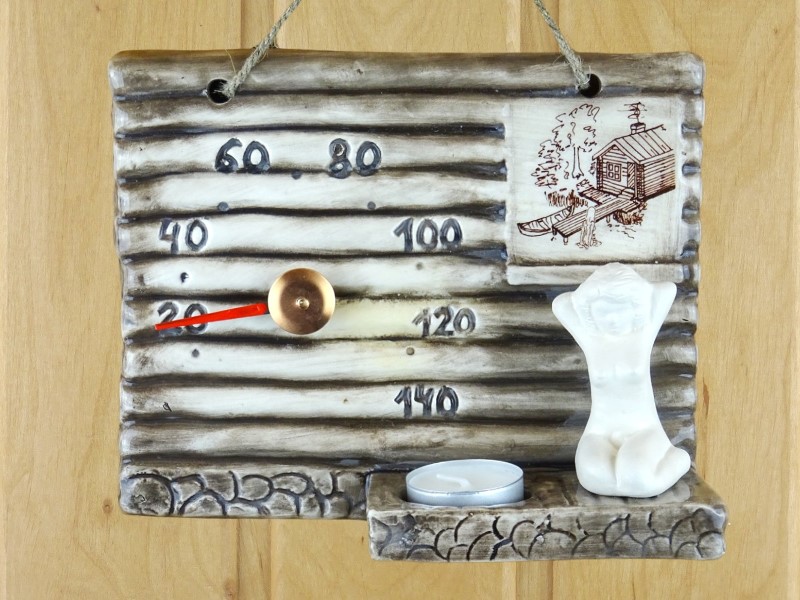 Sauna thermometer woman with candle holder 545