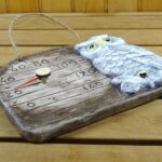 Sauna thermometer made of ceramic with owl