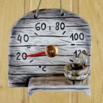 Sauna thermometer made of ceramic with an aroma barrel 849