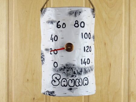 Sauna thermometer made of ceramic birch pack